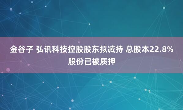 金谷子 弘讯科技控股股东拟减持 总股本22.8%股份已被质押