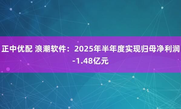 正中优配 浪潮软件：2025年半年度实现归母净利润-1.48亿元