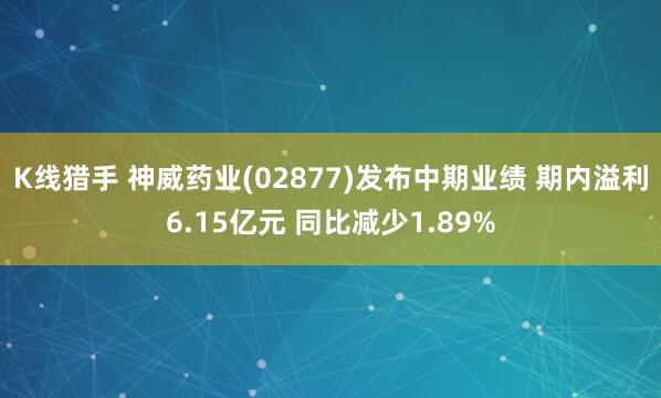 K线猎手 神威药业(02877)发布中期业绩 期内溢利6.15亿元 同比减少1.89%
