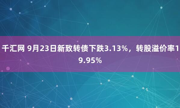 千汇网 9月23日新致转债下跌3.13%，转股溢价率19.95%