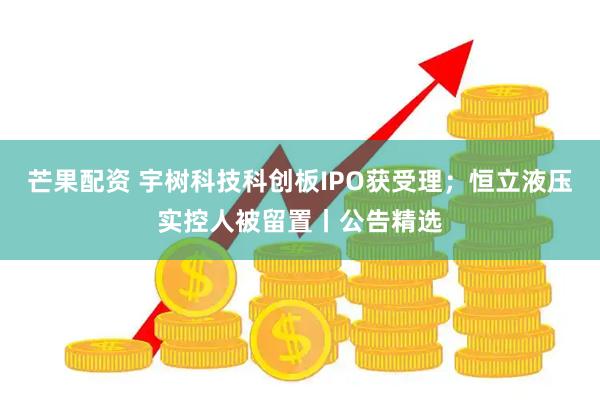 芒果配资 宇树科技科创板IPO获受理;恒立液压实控人被留置丨公告精选